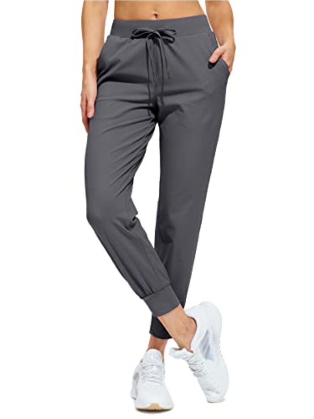 Stretchy Joggers Pants with Pockets, Tapered Leg, Athletic Casual